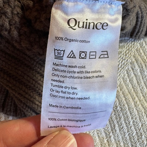 Quince 100% Organic Cotton Oversized Cable Cardigan Heather Brown Womens L - Picture 8 of 9